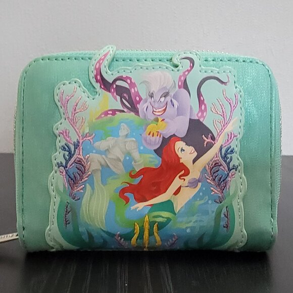 Loungefly Disney The Little Mermaid Glitter Portrait Small Zip Wallet - Picture 2 of 4